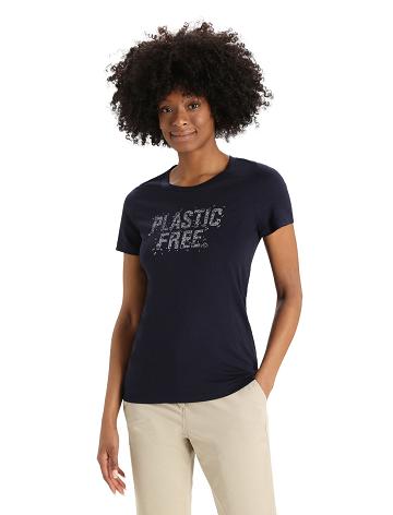 Dámské Tričko Icebreaker Merino Tech Lite II Krátké Sleeve Plastic Free Tmavě Blankyt | CZ 1347XYUF